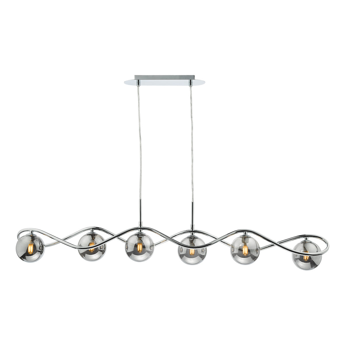 Lysandra 6 Light Bar Pendant Polished Chrome and Smoked Glass