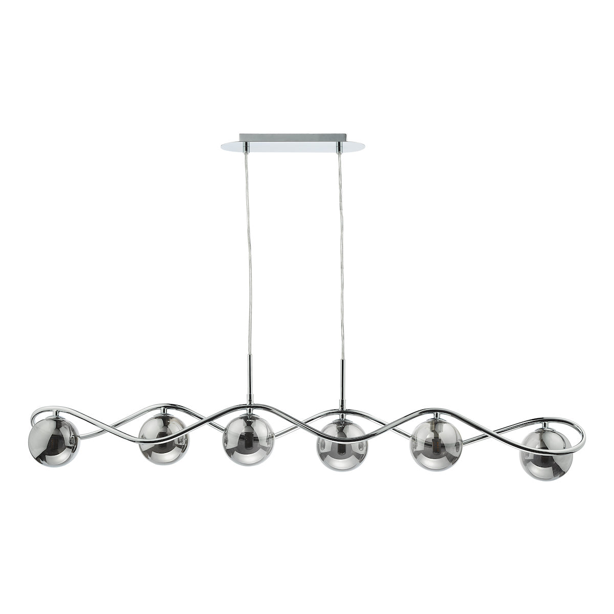 Lysandra 6 Light Bar Pendant Polished Chrome and Smoked Glass