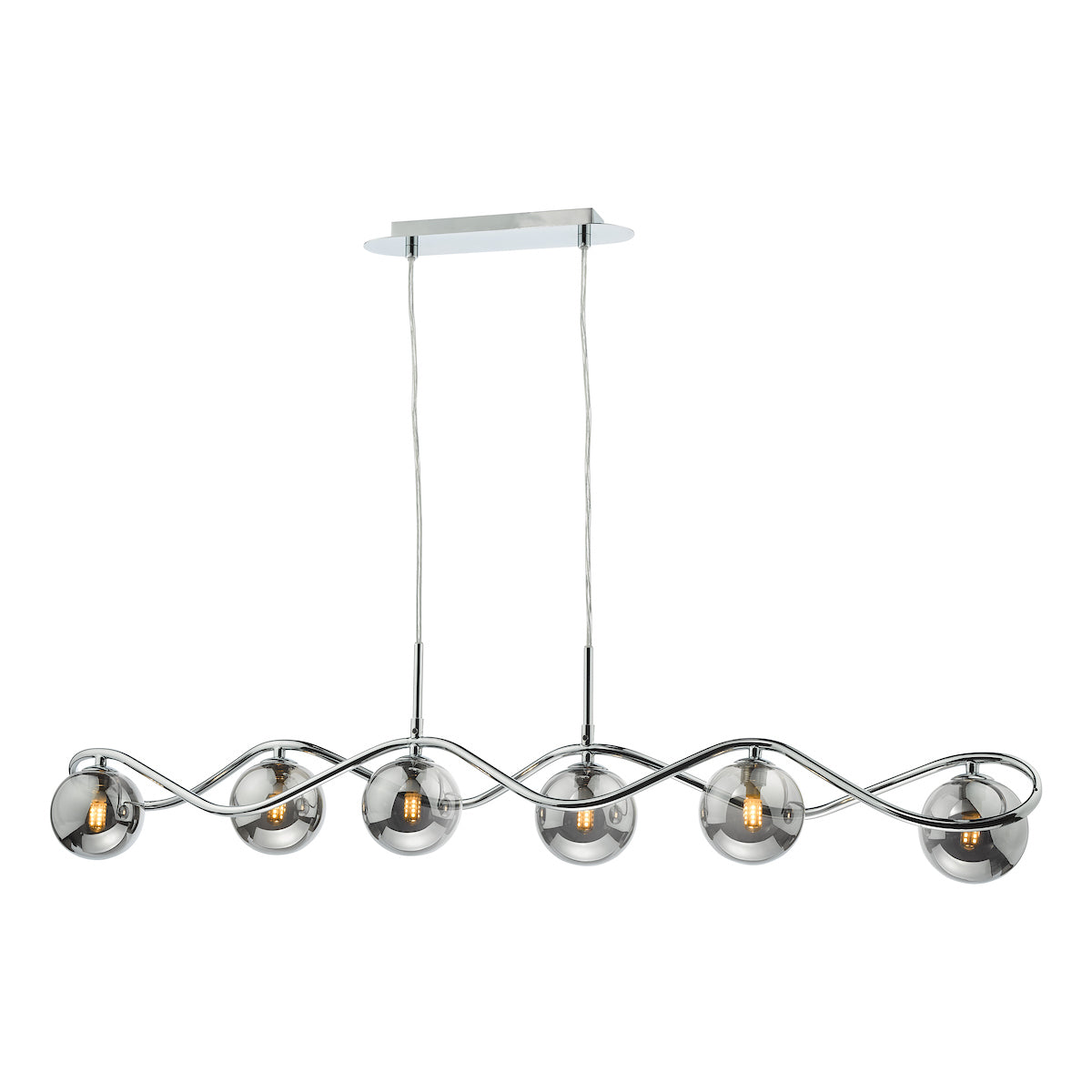 Lysandra 6 Light Bar Pendant Polished Chrome and Smoked Glass