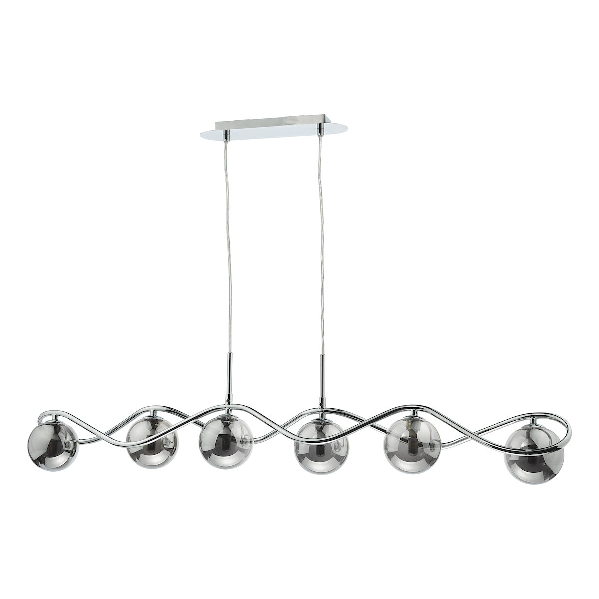 Lysandra 6 Light Bar Pendant Polished Chrome and Smoked Glass