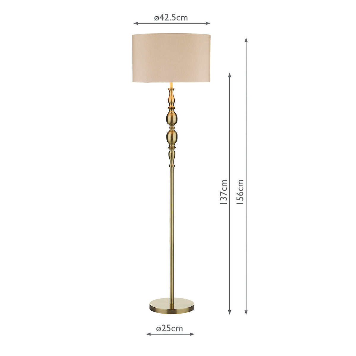 Madrid Floor Lamps Antique Brass With Shade