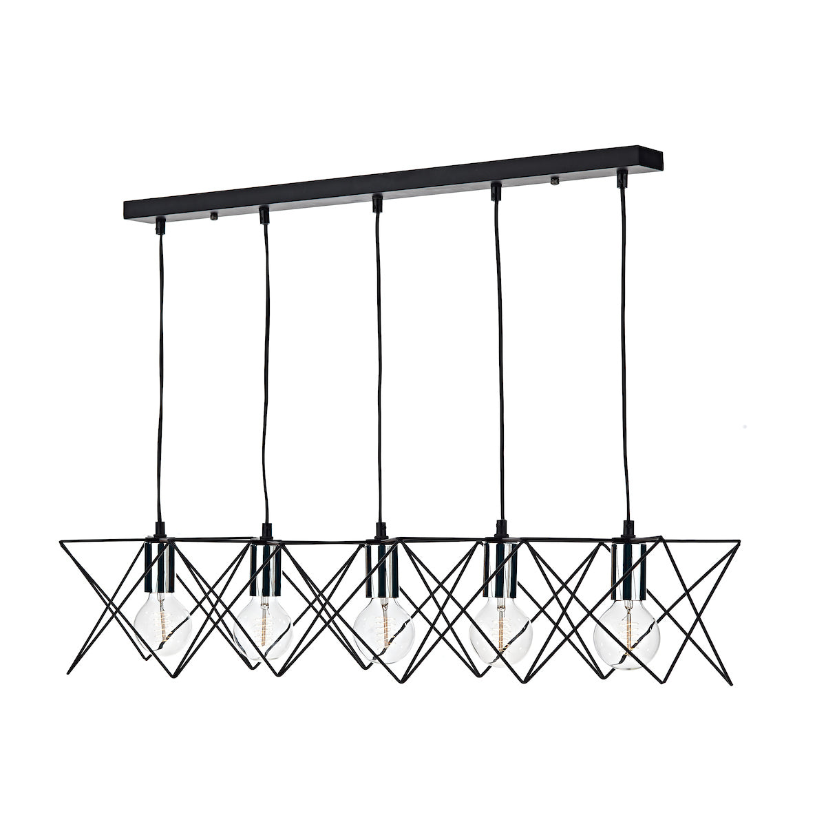 Midi 5lt Bar Pendant Black & Polished Chrome