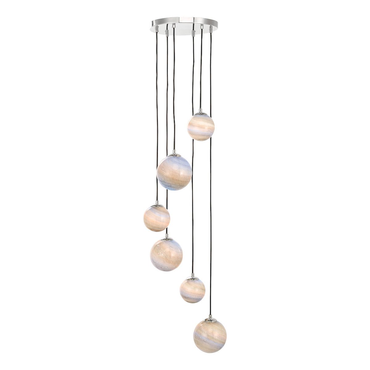Mikara 6 Light Cluster Pendant Marble Effect Glass & Polished Chrome