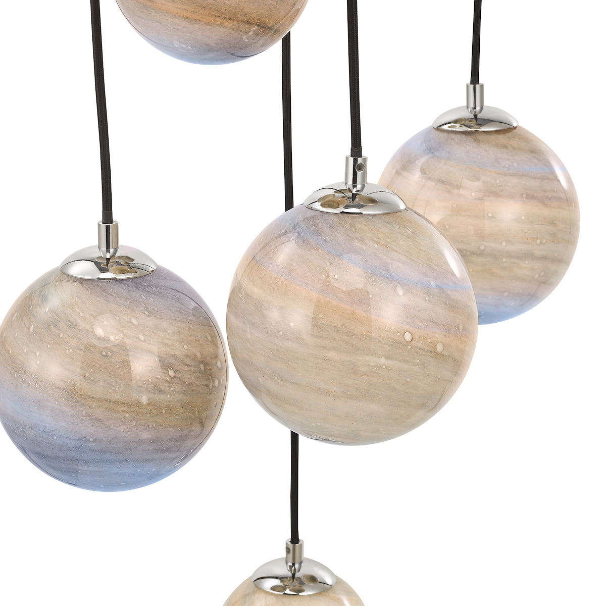Mikara 12 Light Cluster Pendant Polished Chrome Marble Effect Glass 1.5M