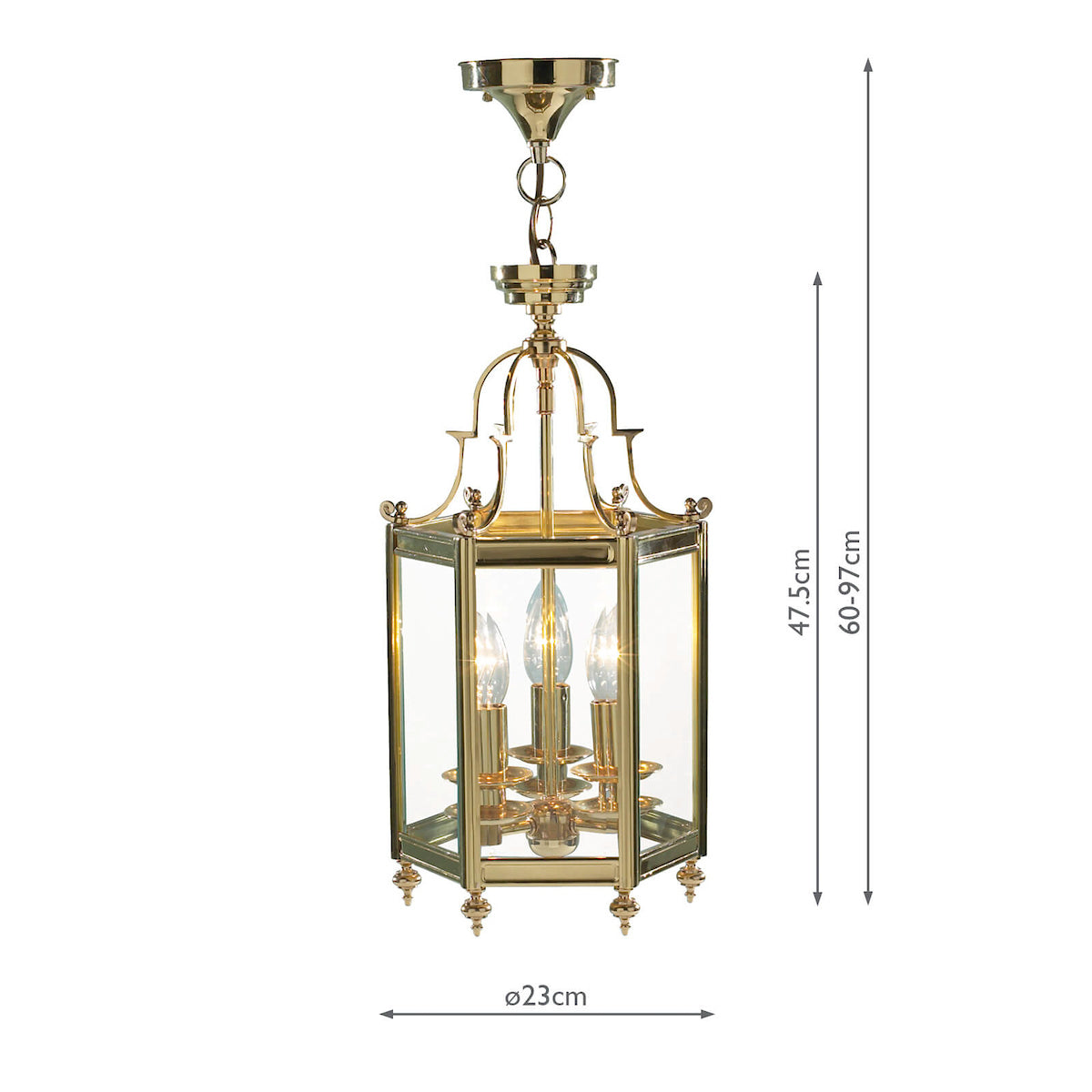 Moorgate Hexagonal Hall Lantern Dual Mount Polished Brass