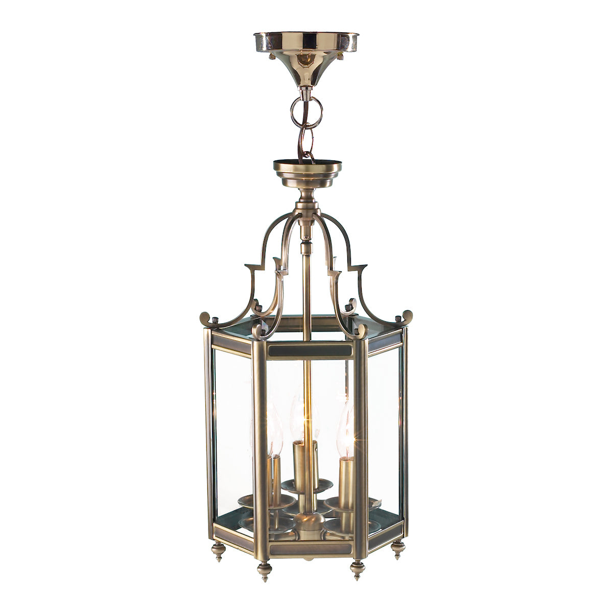Moorgate Hexagonal Hall Lantern Dual Mount Antique Brass