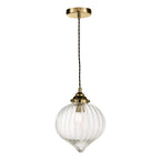 Mya 1 Light Single Pendant Antique Brass Glass