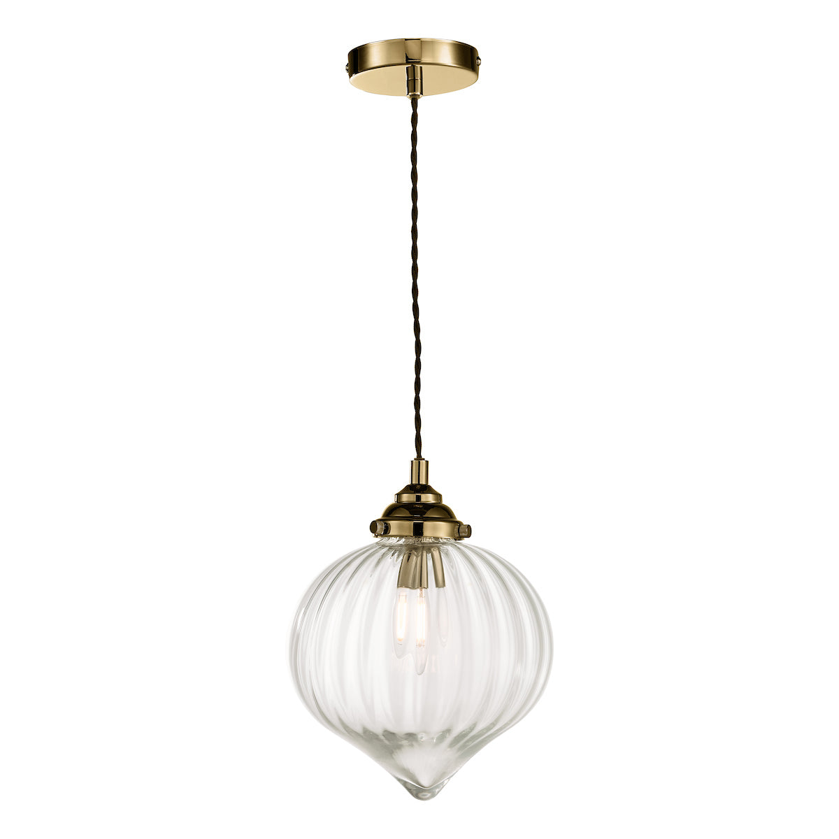 Mya 1 Light Single Pendant Antique Brass Glass