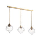 Mya 3 Light Bar Pendant Antique Brass and Glass
