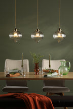 Mya 3 Light Bar Pendant Antique Brass and Glass