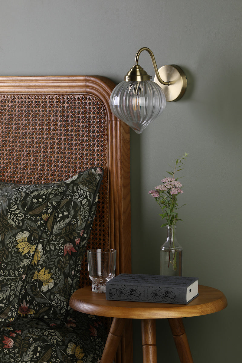 Mya Wall Light Antique Brass and Glass