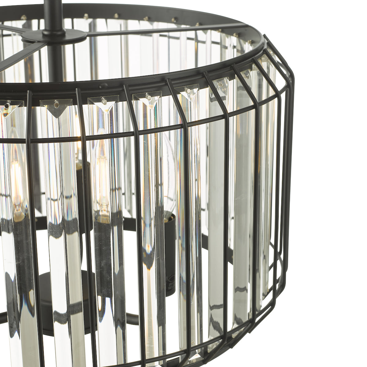 Naeva 3 Light Pendant Satin Black Crystal