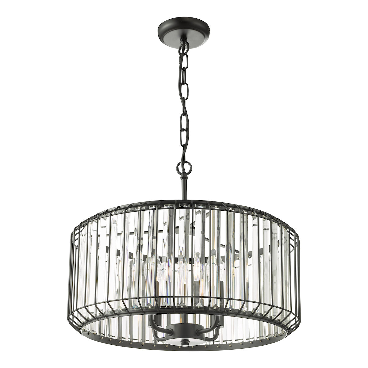 Naeva 4 Light Pendant Satin Black Crystal