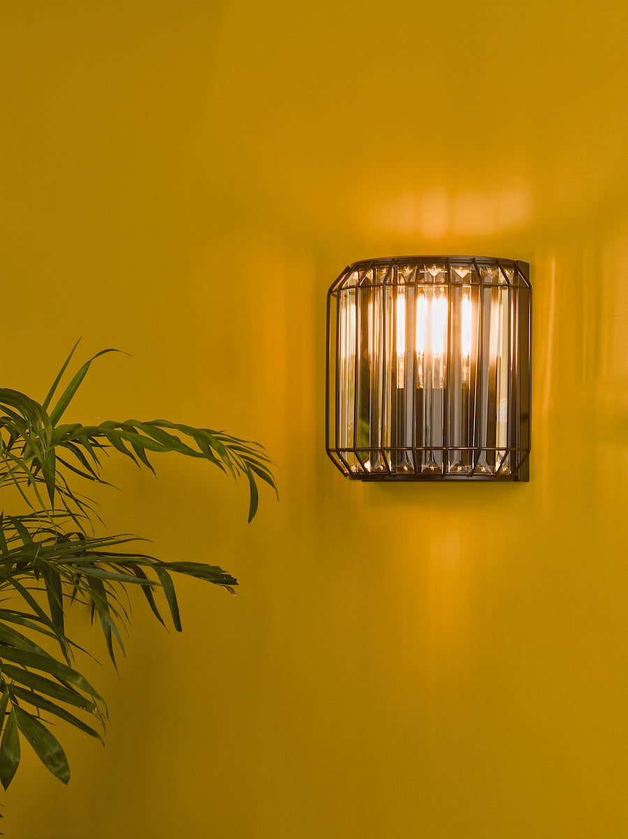 Naeva 2 Light Wall Light Matt Black Glass