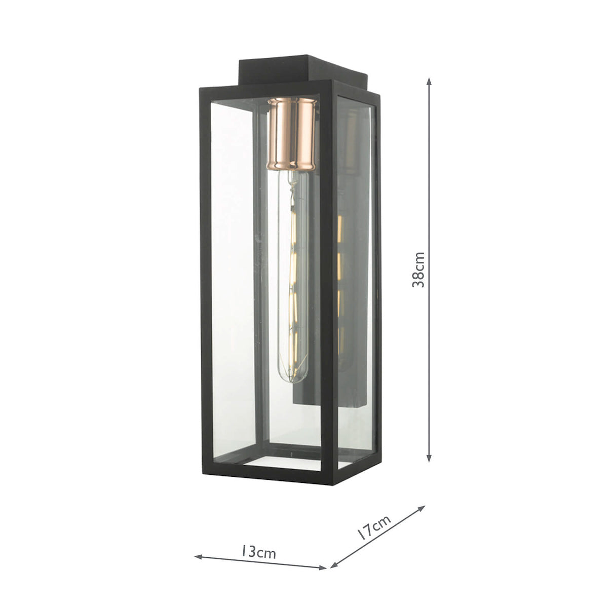 Naxos Outdoor Wall Light Black Glass IP43