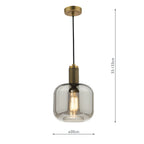 Nikolas Pendant Natural Solid Brass Smoked Glass