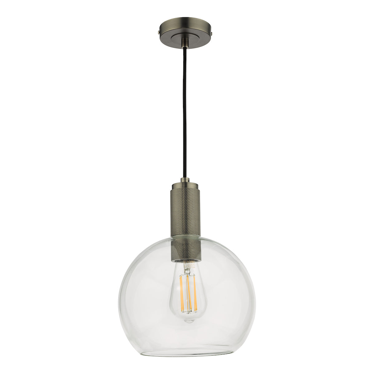 Nikolas Pendant Antique Chrome Round Clear Glass