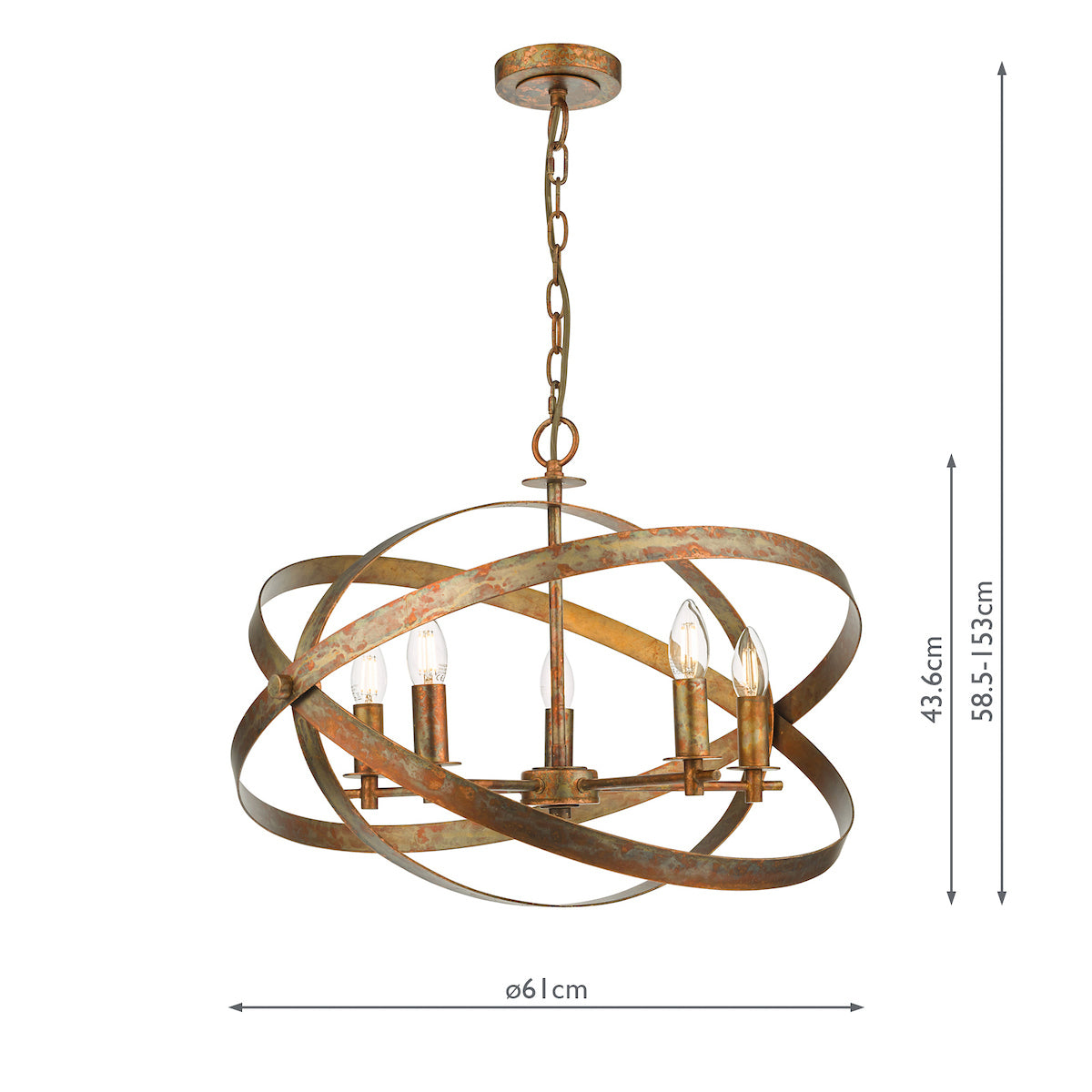 Nitya 5 Light Pendant Mottled Copper