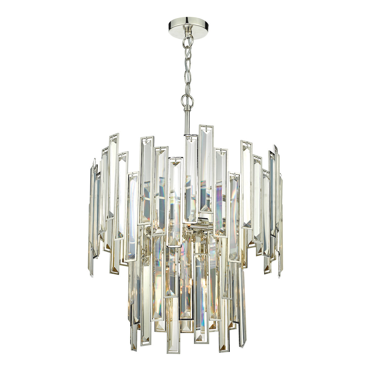 Odile 6 Light Pendant Champagne Crystal Polished Nickel Frame