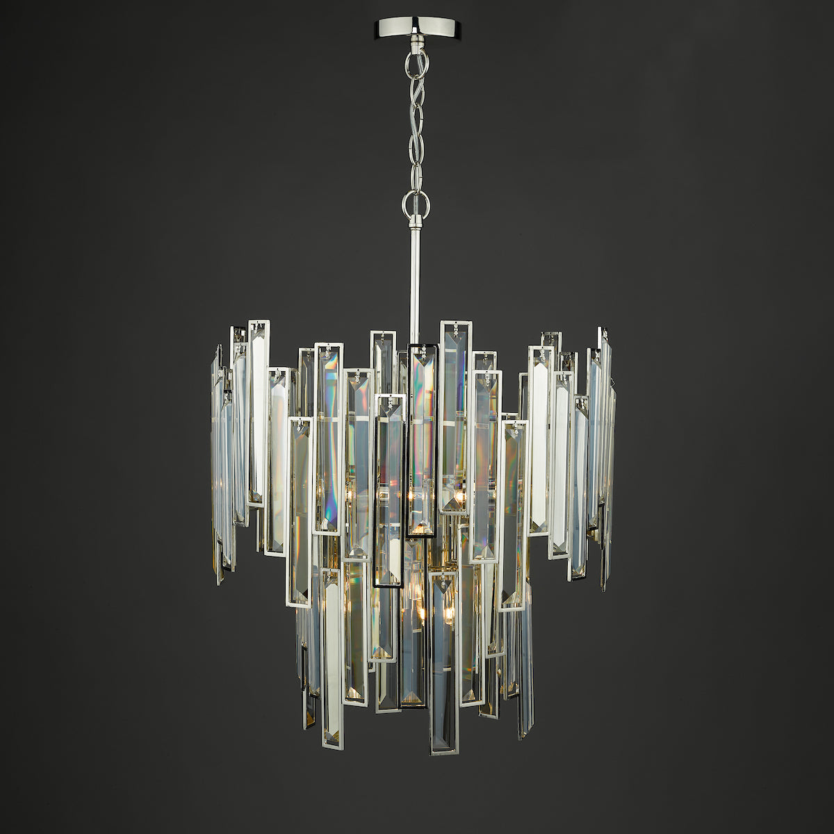 Odile 6 Light Pendant Champagne Crystal Polished Nickel Frame
