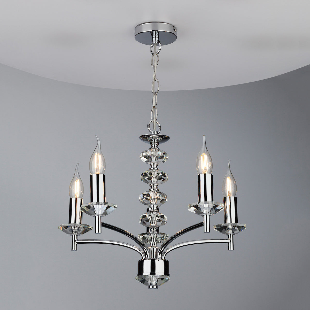 Oleana 5 Light Pendant Polished Chrome Crystal