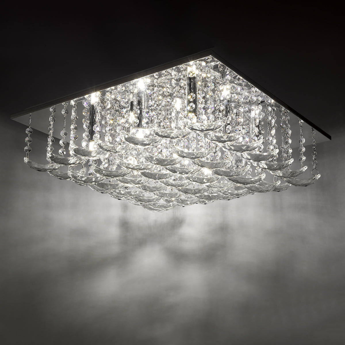 Orella 9 Light Flush Polished Chrome & Crystal