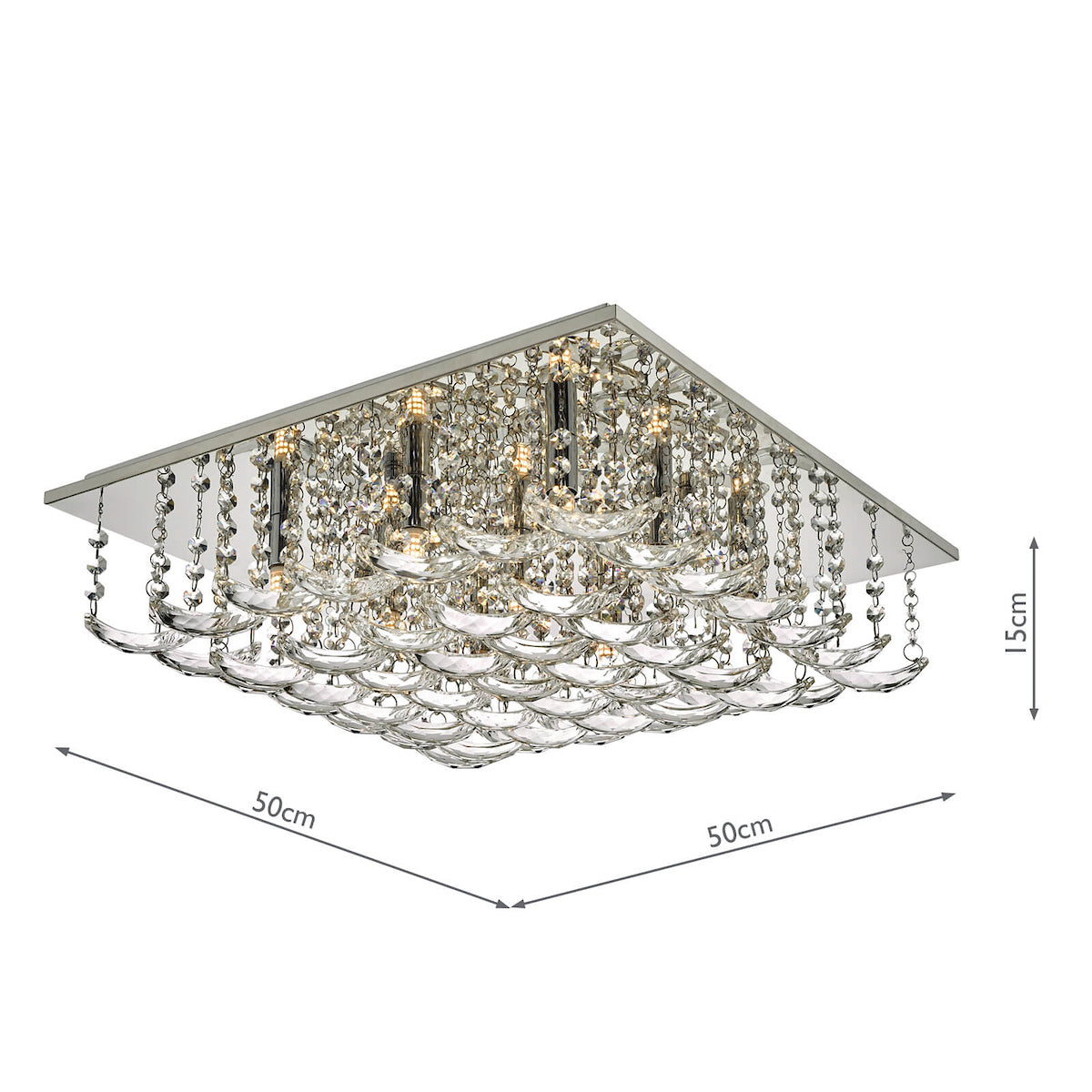 Orella 9 Light Flush Polished Chrome & Crystal