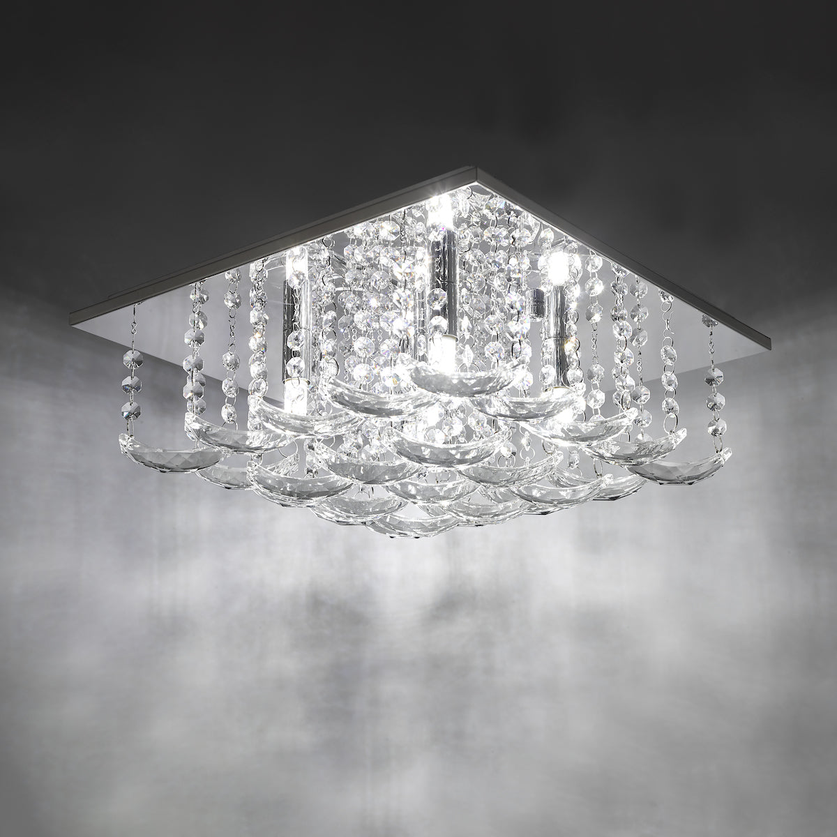 Orella 5 Light Flush Polished Chrome & Crystal