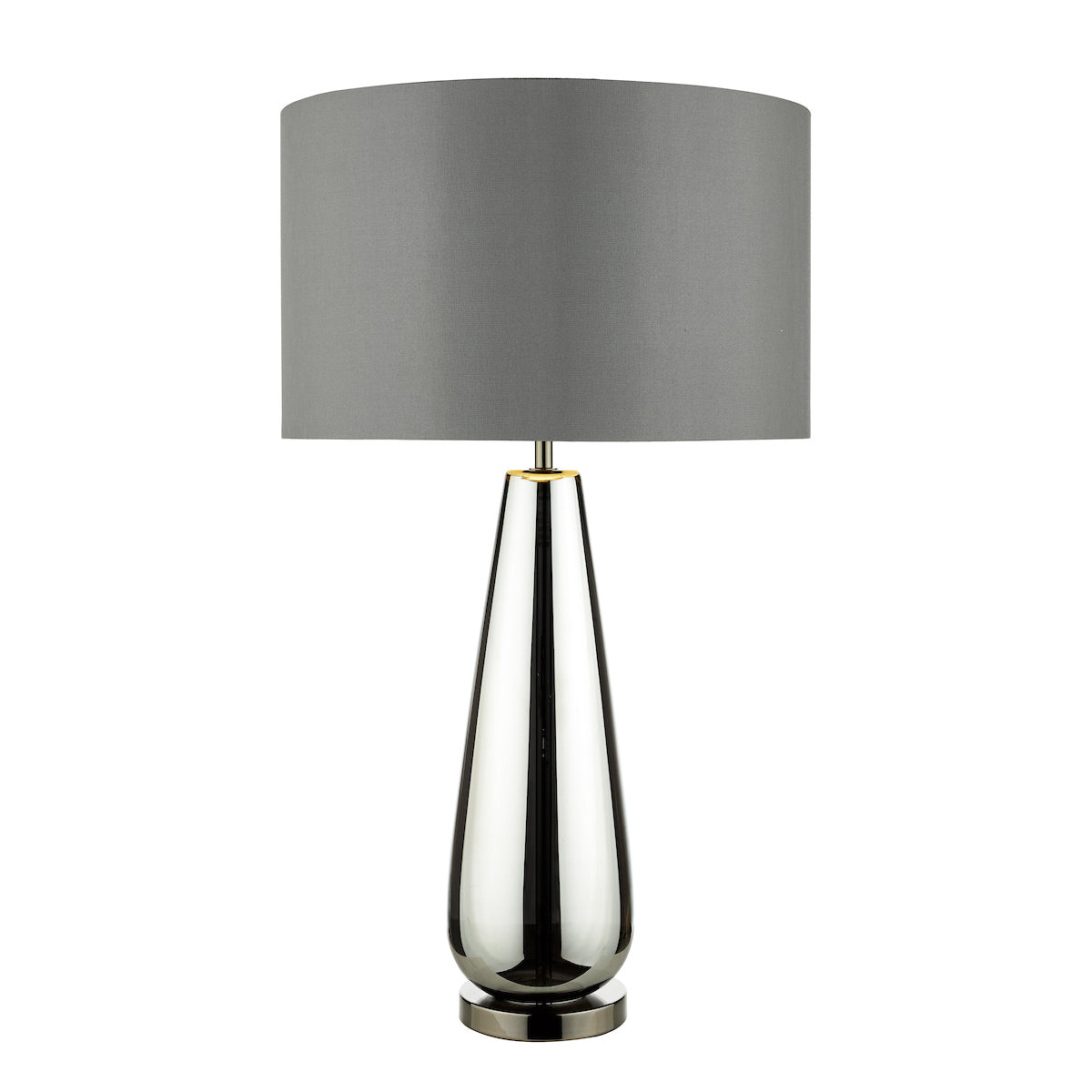 Pablo Table Lamps Black Chrome Smoked Glass With Shade