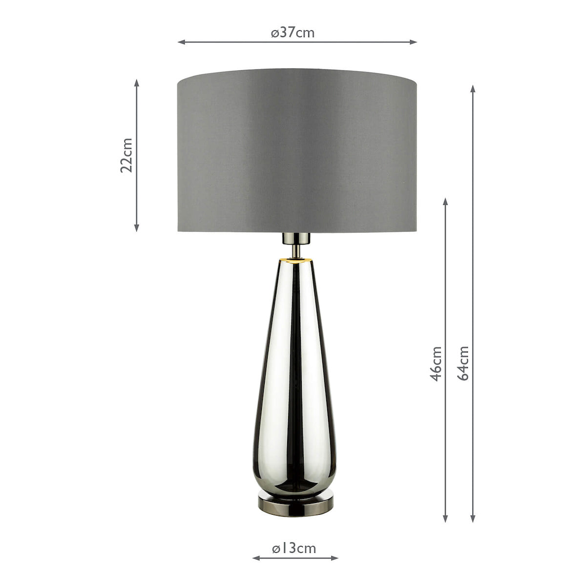 Pablo Table Lamps Black Chrome Smoked Glass With Shade