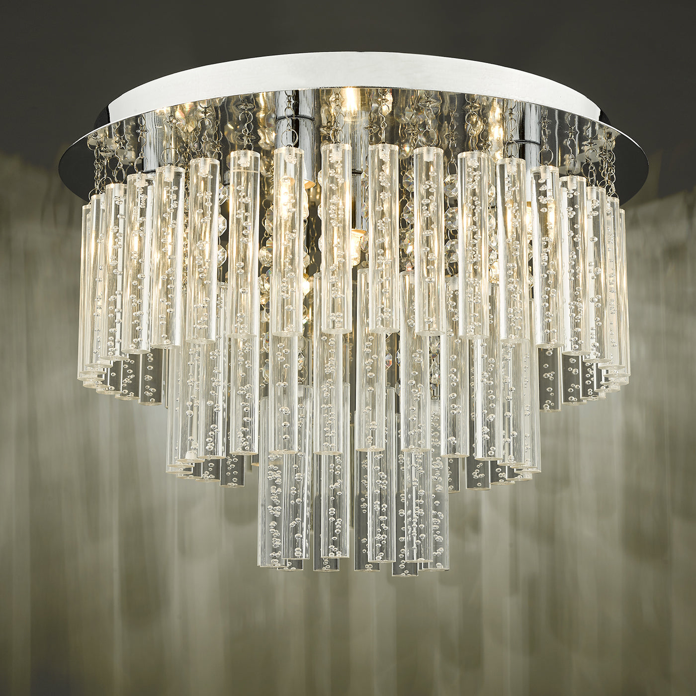 Paulita Bathroom 5 Light Flush Polished Chrome Glass IP44