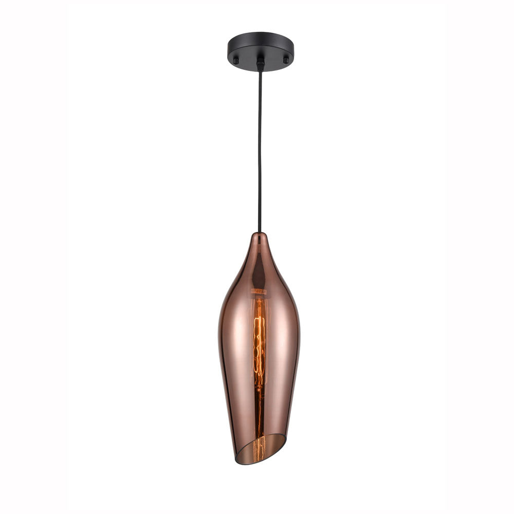 Taper Copper Finish  Glass Pendant