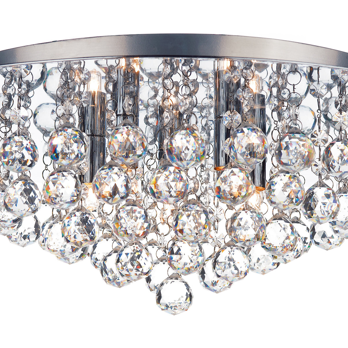 Pluto 5 Light Flush Polished Chrome Crystal Glass Droppers
