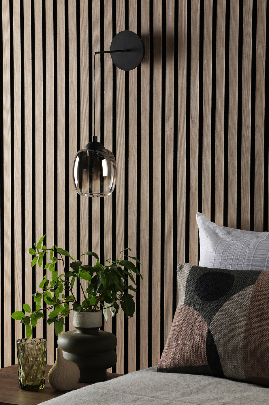 Ramona Pendant/Wall Light Matt Black Ombre Glass LED