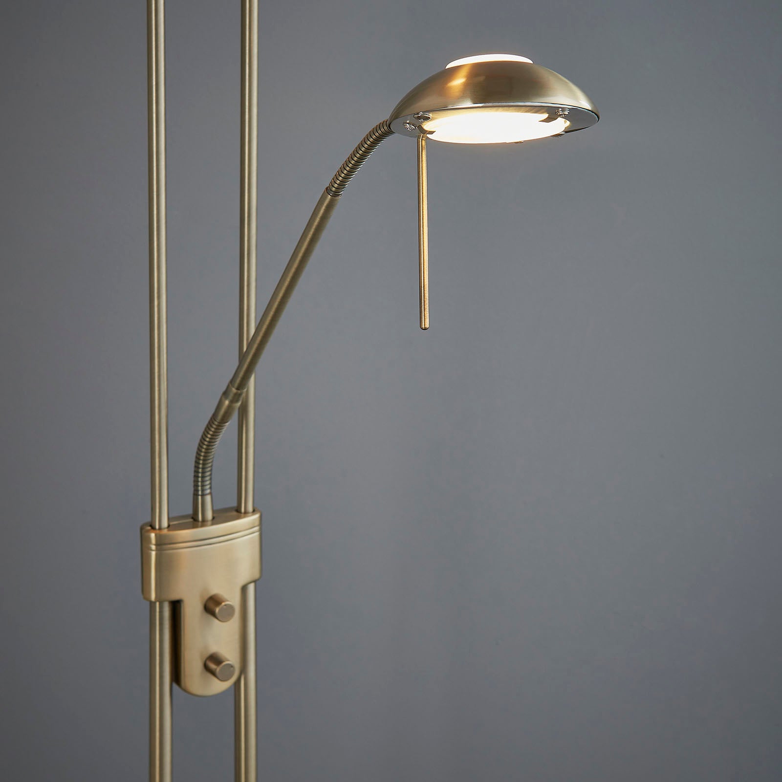 Rome 2-Light Antique Brass Floor Lamp (Uplighter & Reading Lamp)