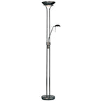 Rome 2-Light Black Chrome Floor Lamp (Uplighter & Reading Lamp)