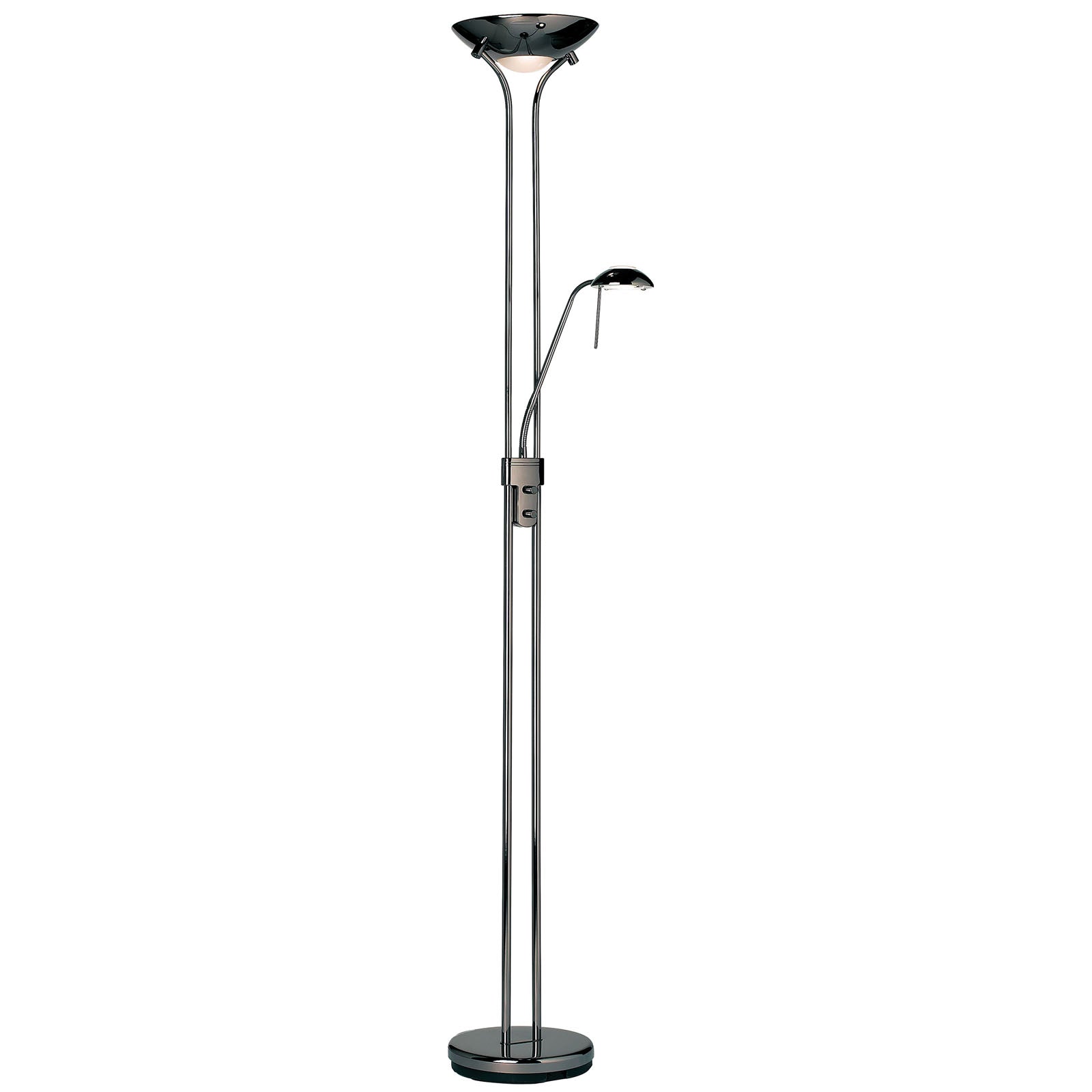 Rome 2-Light Black Chrome Floor Lamp (Uplighter & Reading Lamp)