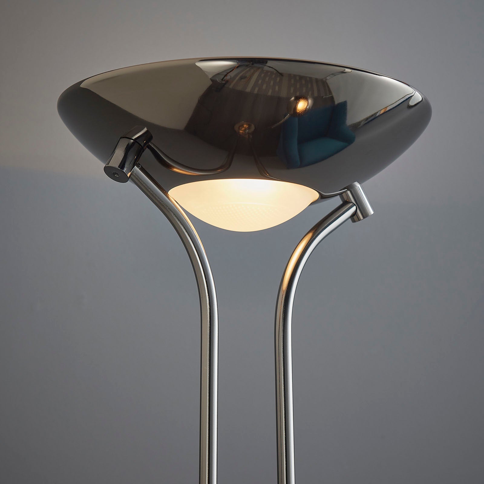 Rome 2-Light Black Chrome Floor Lamp (Uplighter & Reading Lamp)