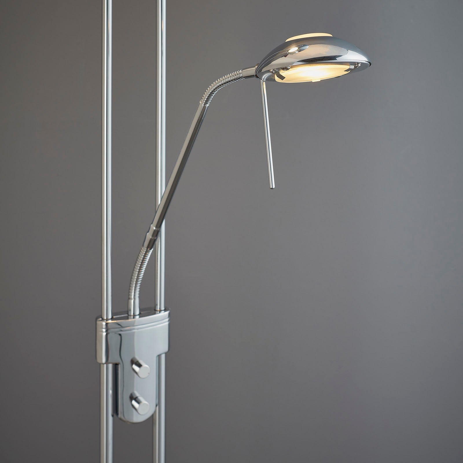 Rome 2-Light Chrome Floor Lamp (Uplighter & Reading Lamp)