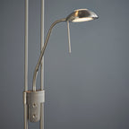 Rome 2-Light Satin Chrome Floor Lamp (Uplighter & Reading Lamp)