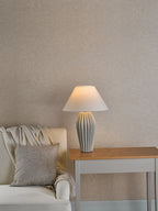 Rosario Table Lamp Grey Crackle Glaze With Shade