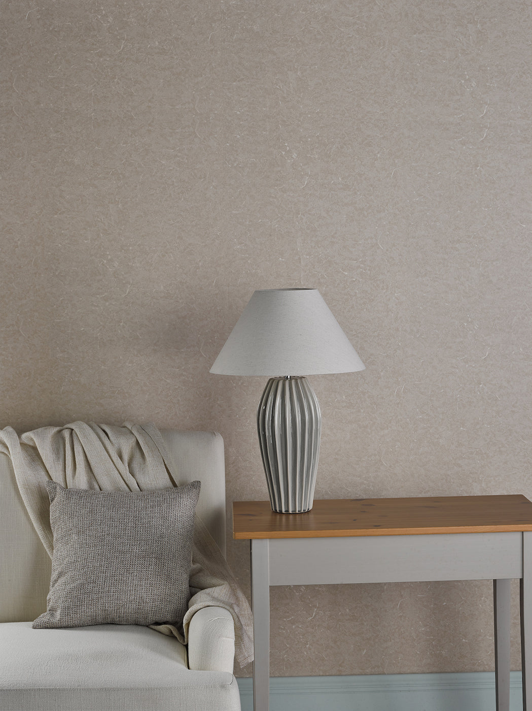Rosario Table Lamp Grey Crackle Glaze With Shade