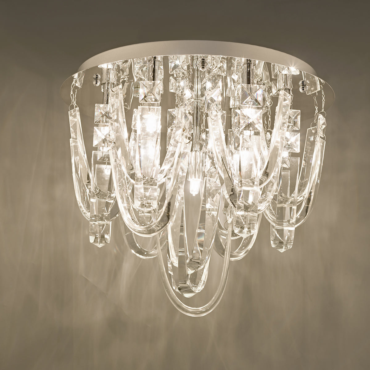 Roxanne Small 7 Light Flush Polished Chrome Crystal