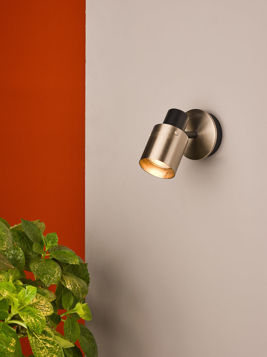 Ryan Single Wall Spotlight Brushed Nickel Matt Black