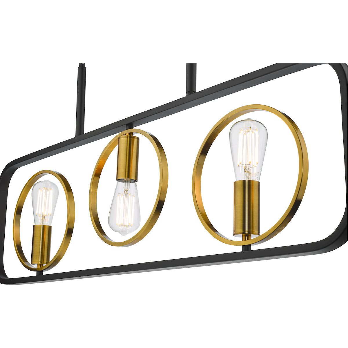 Ryota 3 Light Bar Pendant Satin Black Antique Gold