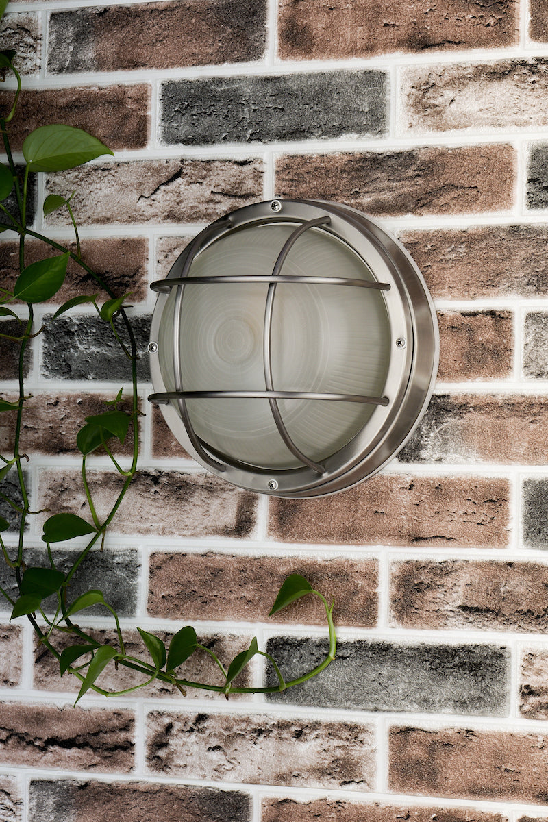 Salcombe Round Outdoor Wall Light Stainless Steel Glass IP44