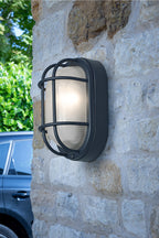 Salcombe Oval Outdoor Wall Light Matt Black IP44