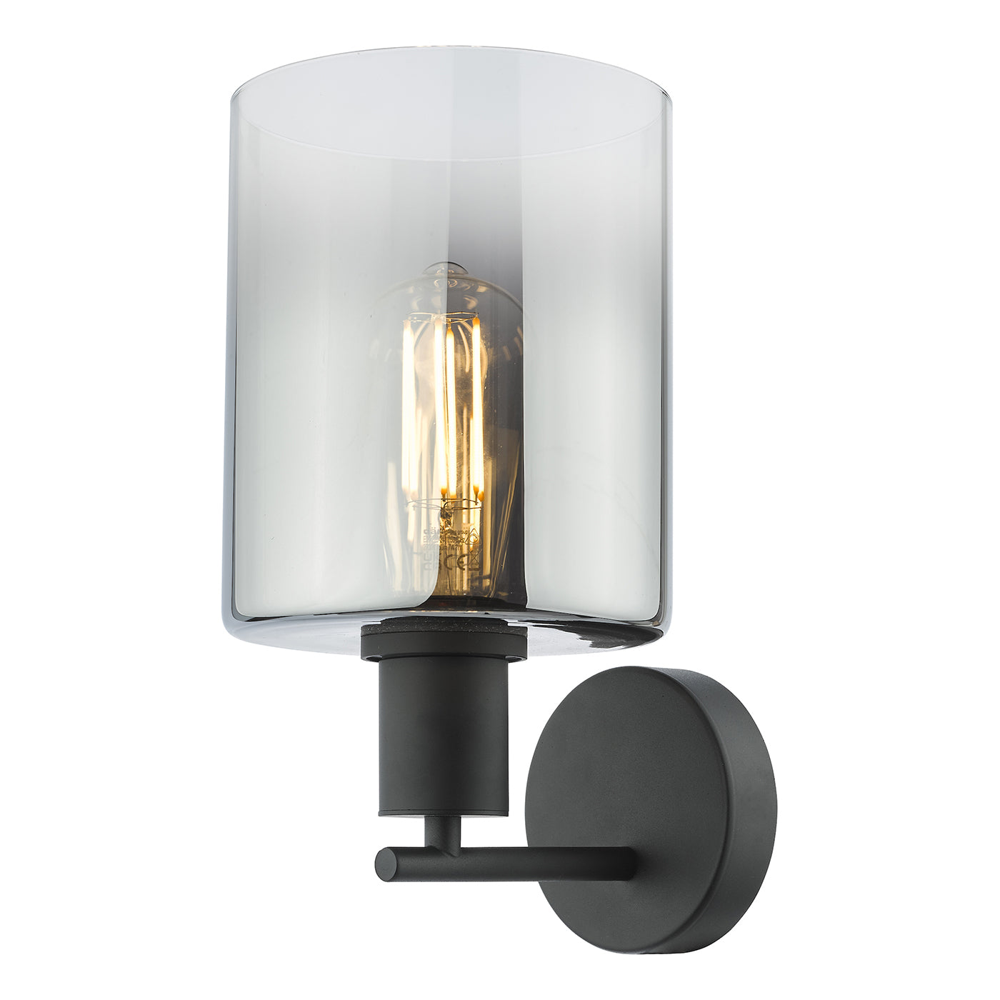 Savannah Wall Light Matt Black and Smoked Glass