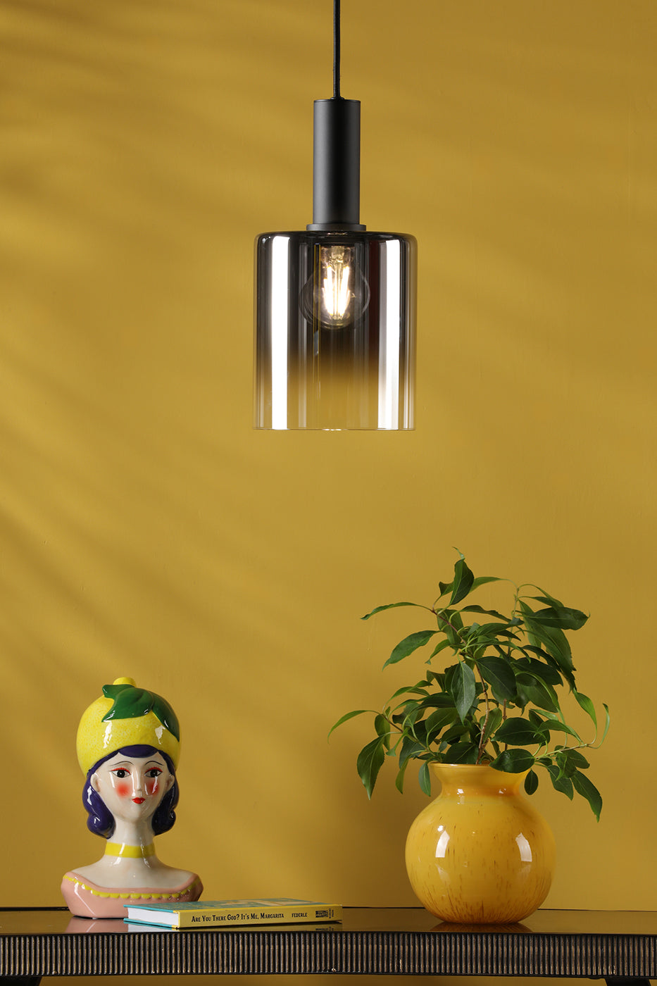 Savannah Pendant Matt Black and Smoked Glass