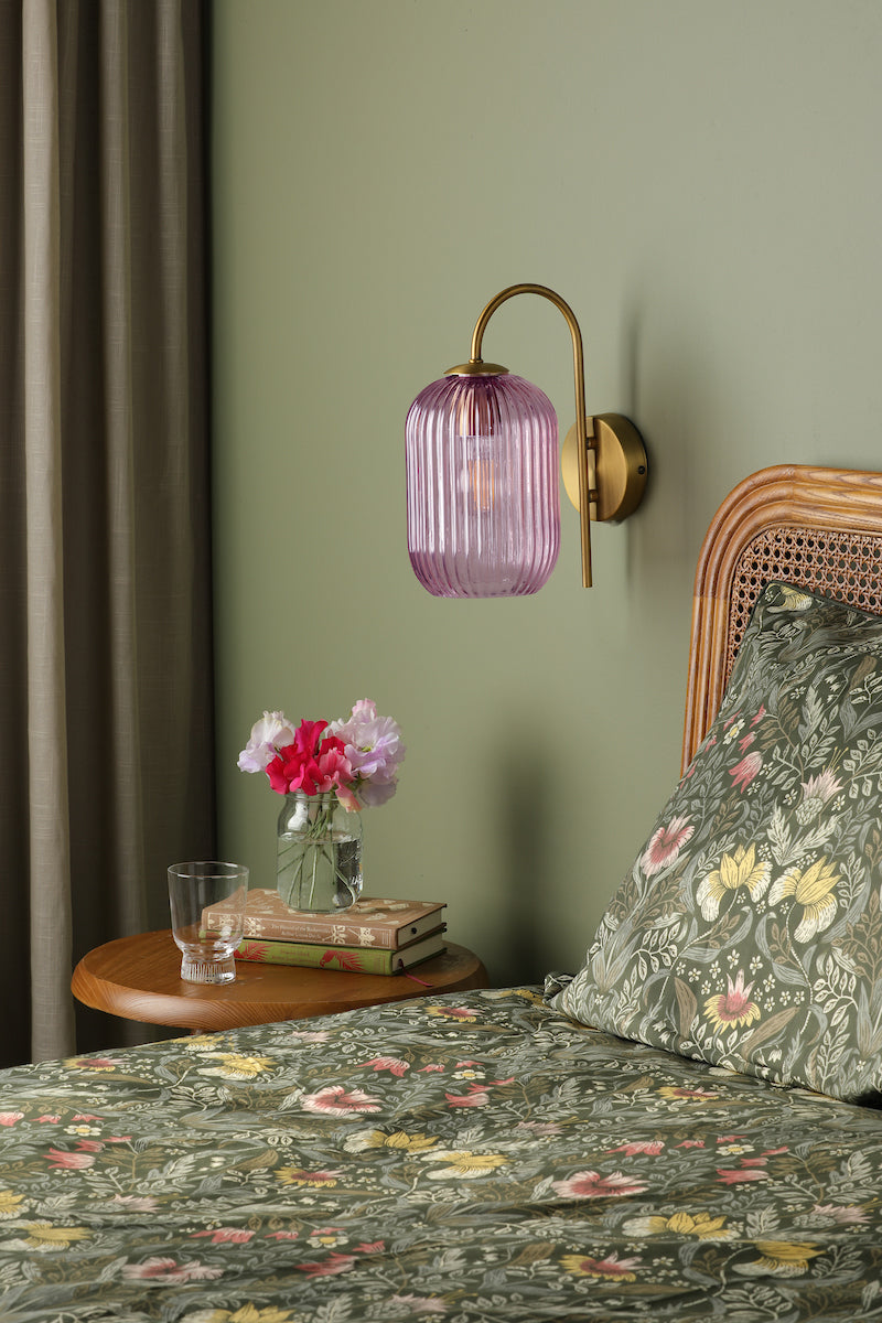 Sawyer Easy Fit Shade Pink Ribbed Glass